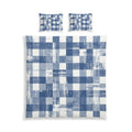 Blue Buffalo Check Cotton Bed Set — Distressed Plaid Duvet Cover & Pillowcases