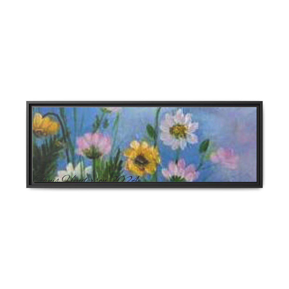 Framed Floral Meadow Canvas Print — Daisies & Wildflowers Art