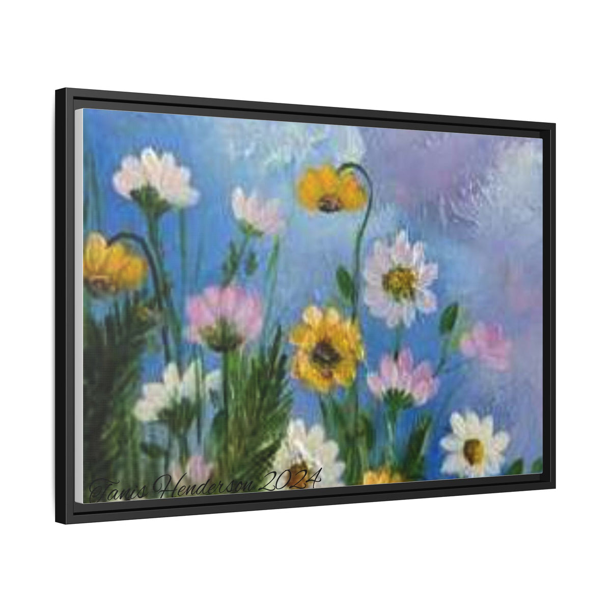 Framed Floral Meadow Canvas Print — Daisies & Wildflowers Art