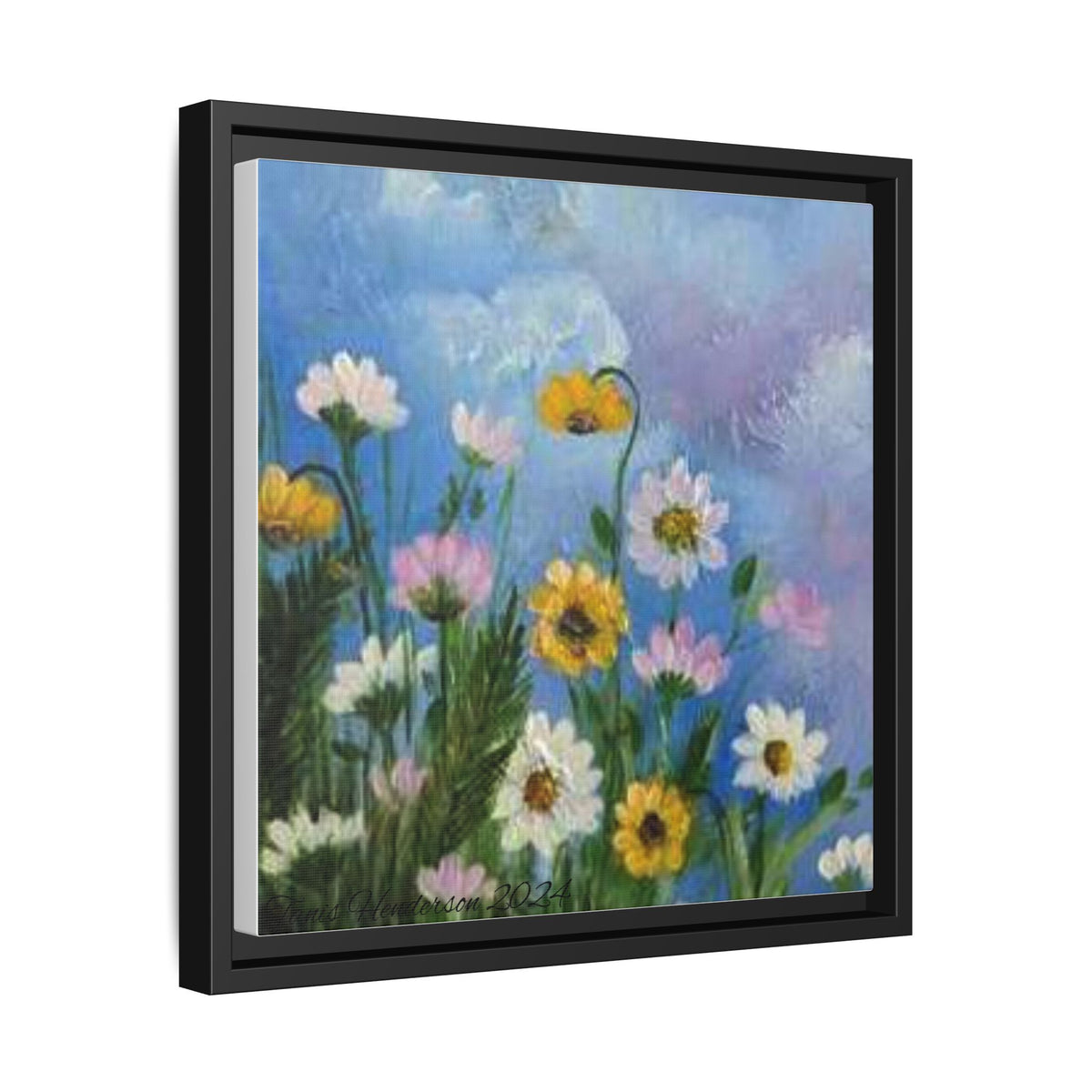 Framed Floral Meadow Canvas Print — Daisies & Wildflowers Art