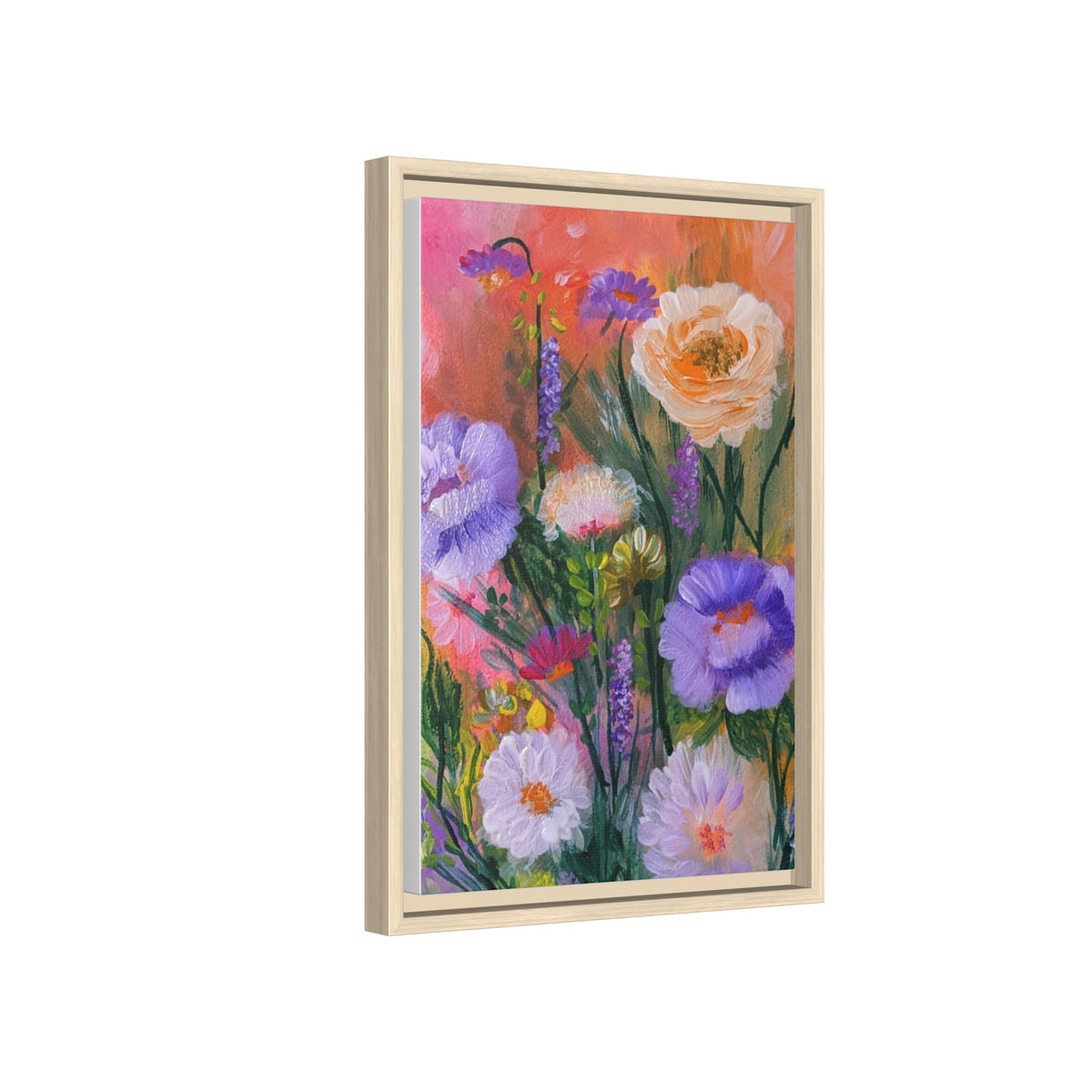 Framed Floral Canvas Print — Colorful Wildflower Bouquet Art