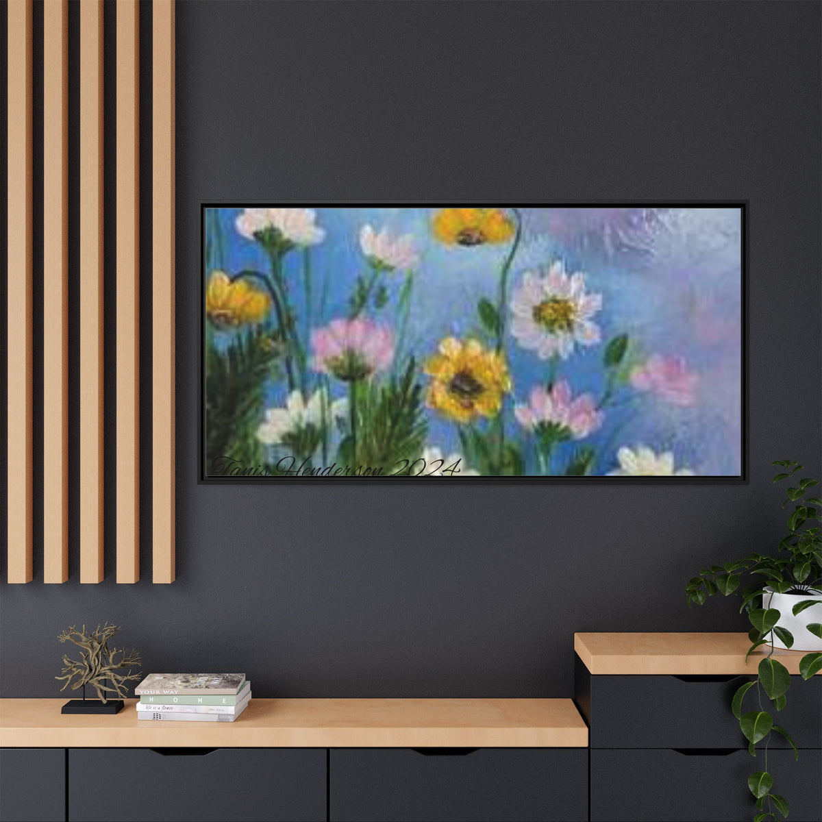 Framed Floral Meadow Canvas Print — Daisies & Wildflowers Art