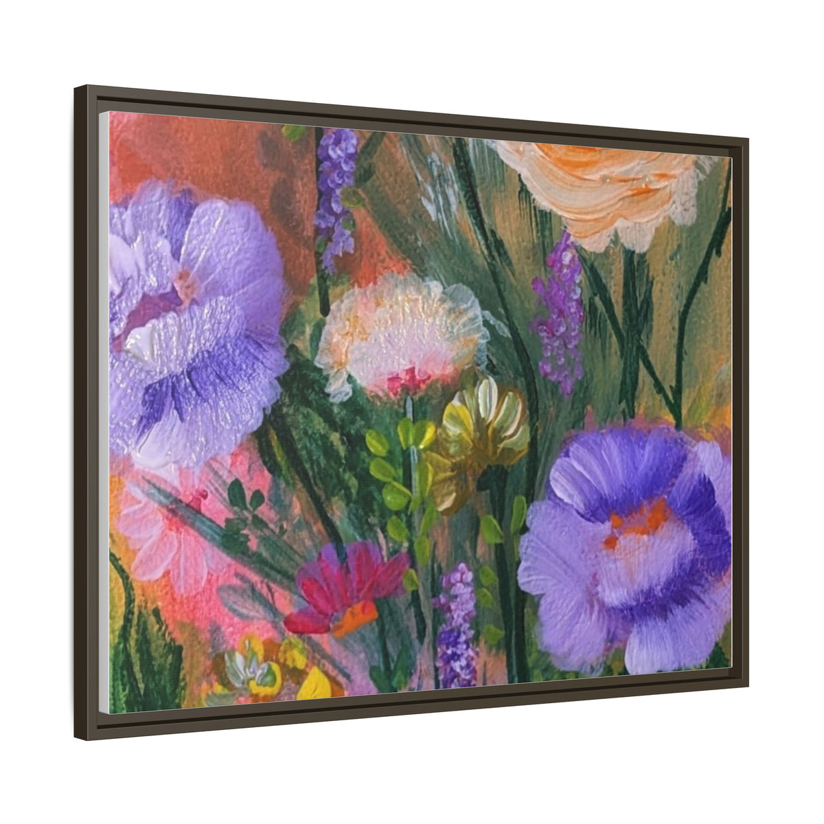 Framed Floral Canvas Print — Colorful Wildflower Bouquet Art