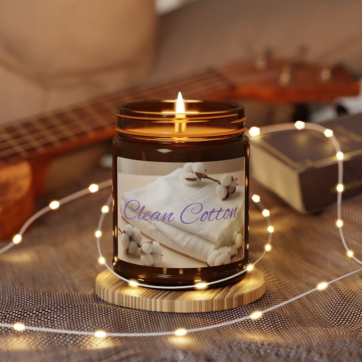 Clean Cotton Scented Soy Candle — Amber Jar (Multi-Size)