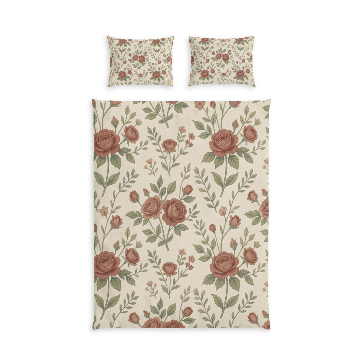 Vintage Rose Cotton Bed Set — Floral Duvet Cover & Pillowcases
