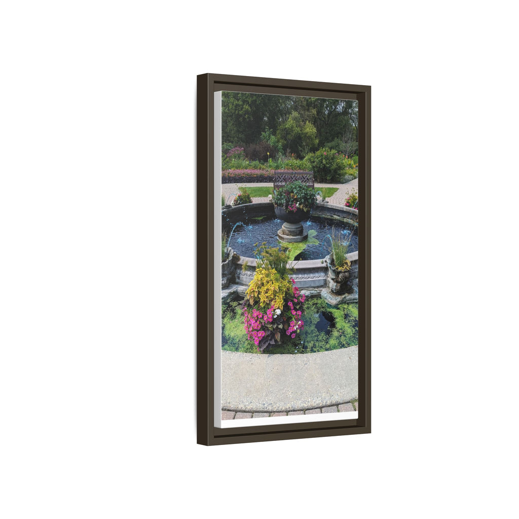 Framed Matte Canvas Fountain Garden Print