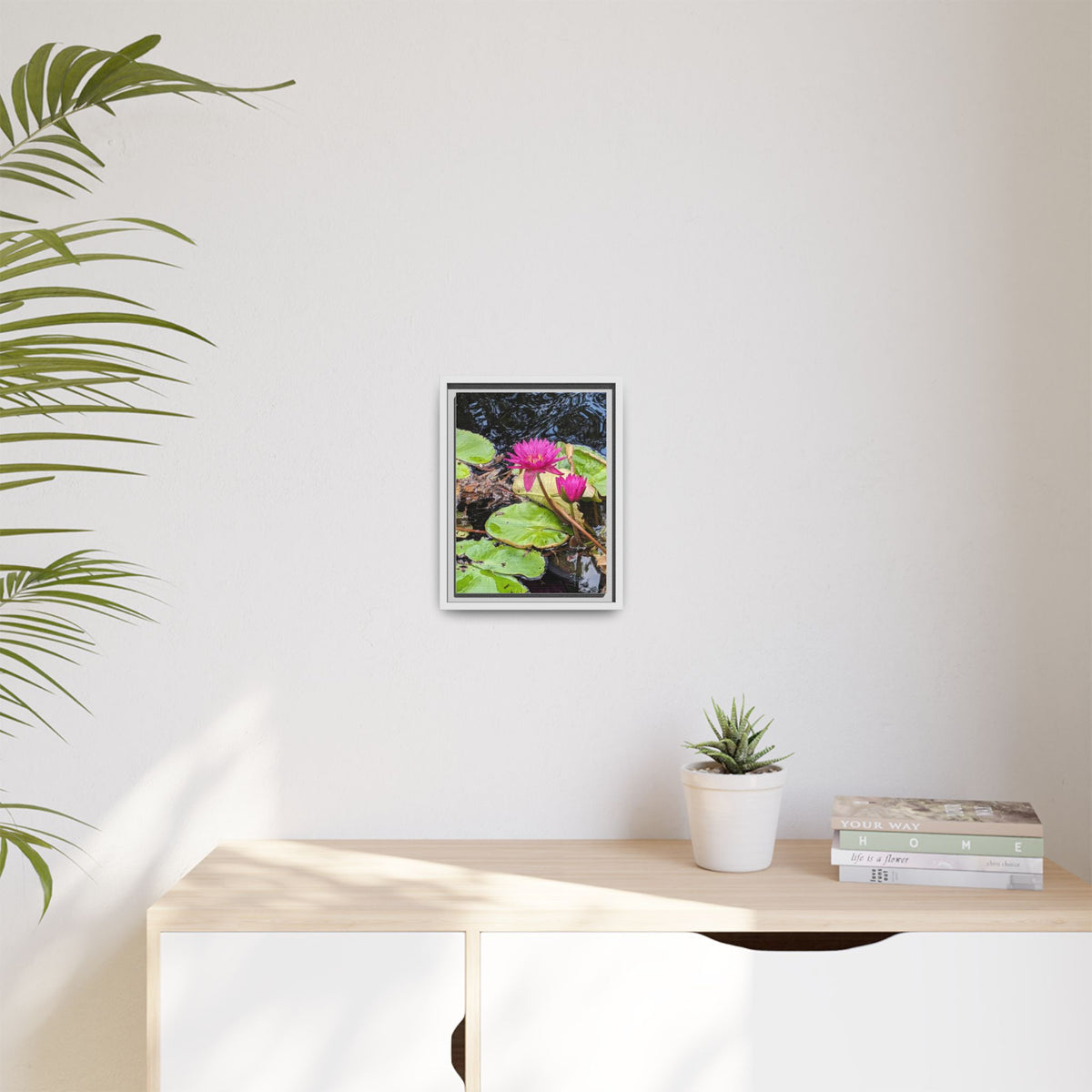 Pink Water Lily Matte Canvas Print (Framed)