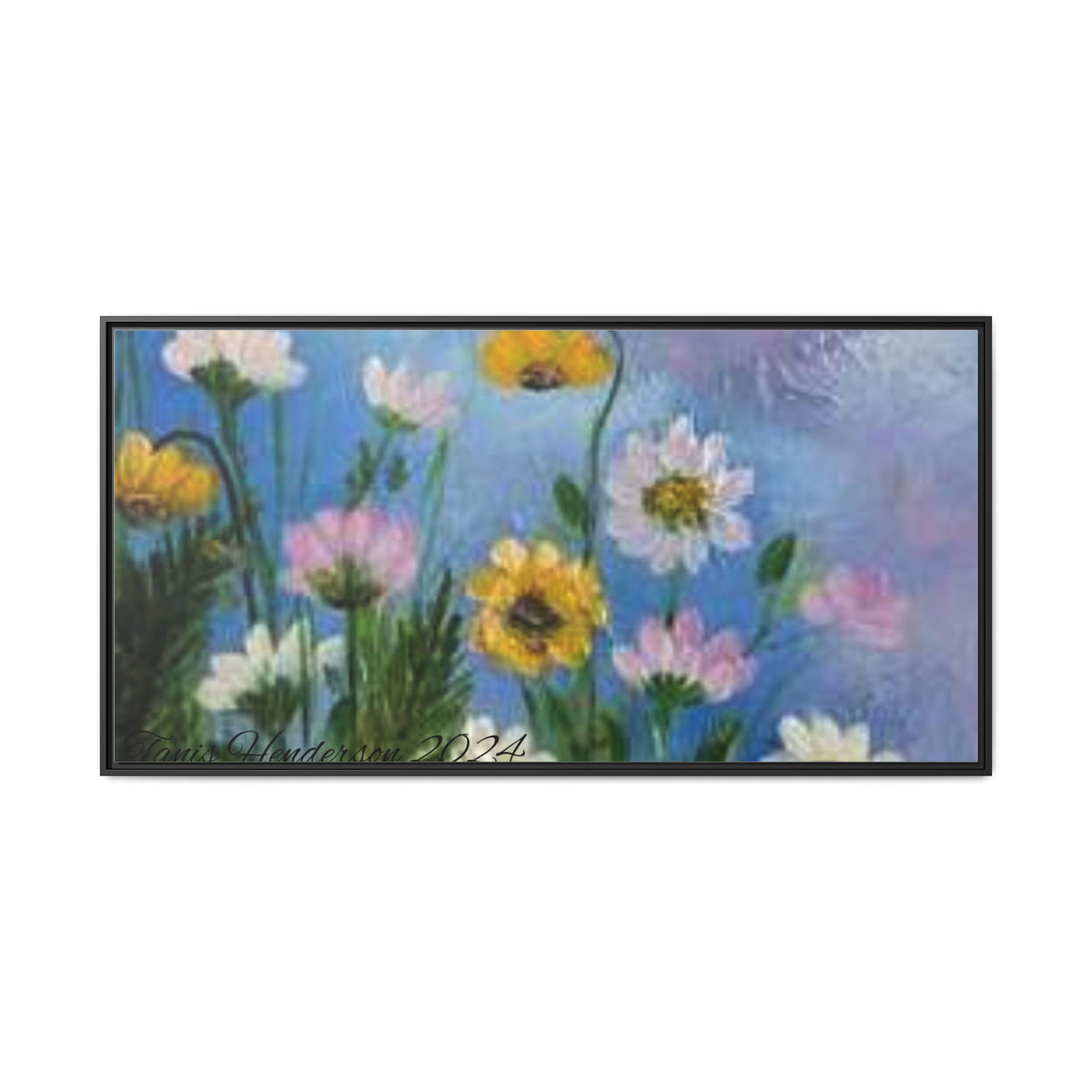 Framed Floral Meadow Canvas Print — Daisies & Wildflowers Art