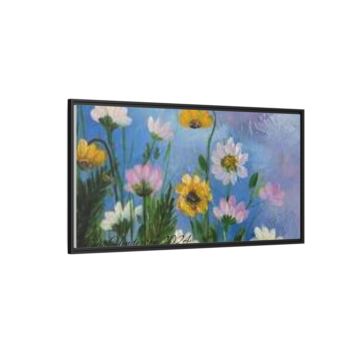Framed Floral Meadow Canvas Print — Daisies & Wildflowers Art
