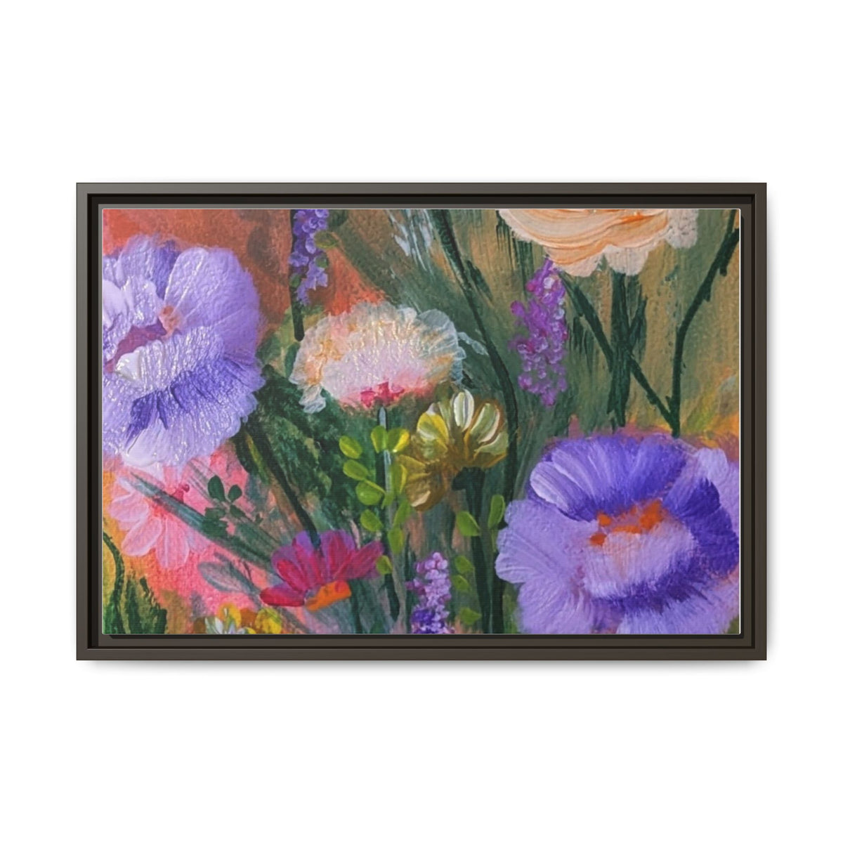 Framed Floral Canvas Print — Colorful Wildflower Bouquet Art