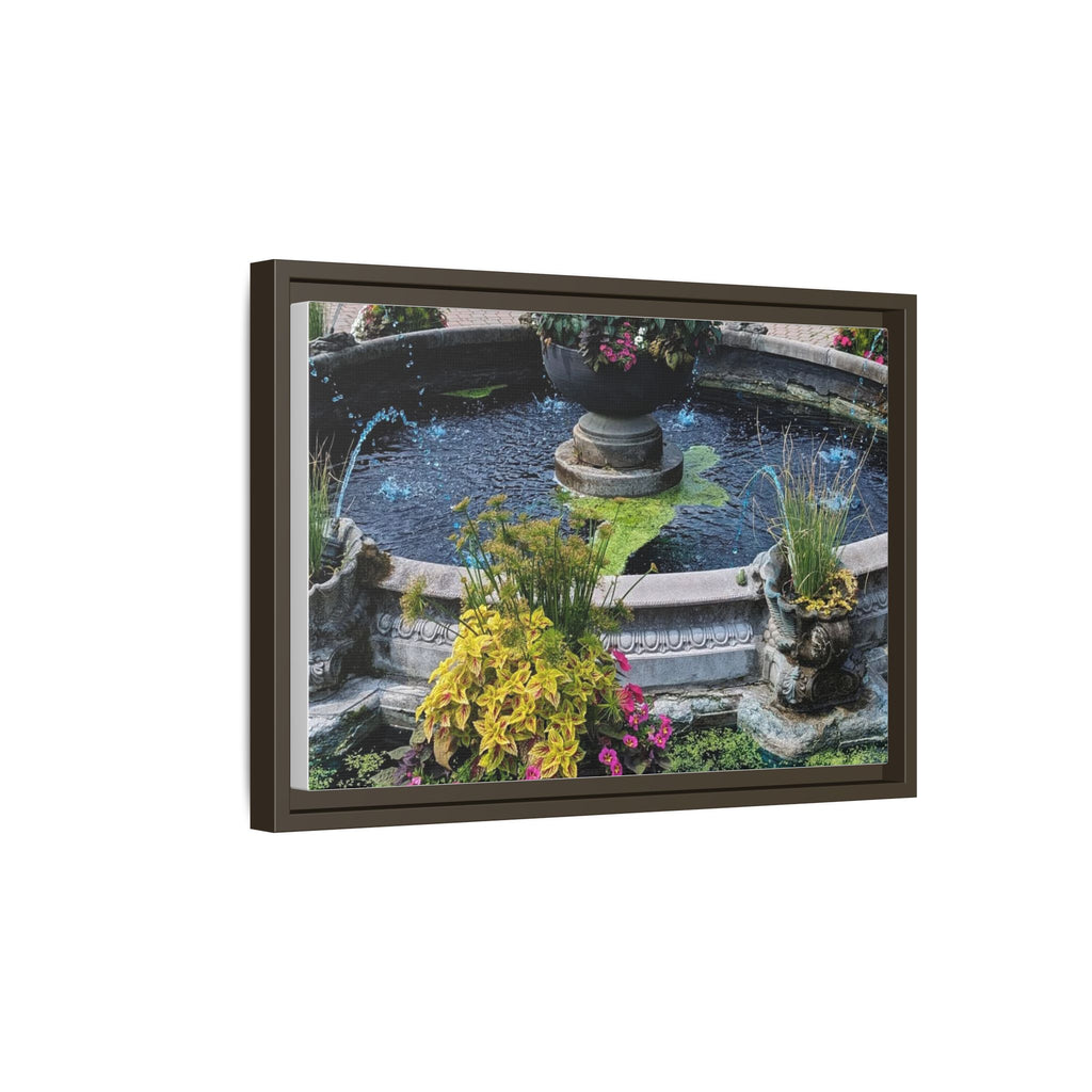 Framed Matte Canvas Fountain Garden Print