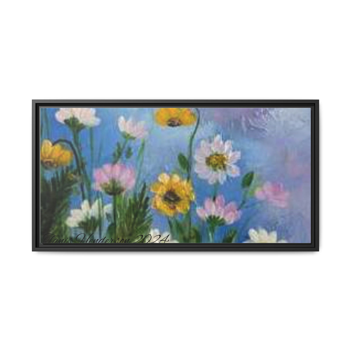 Framed Floral Meadow Canvas Print — Daisies & Wildflowers Art