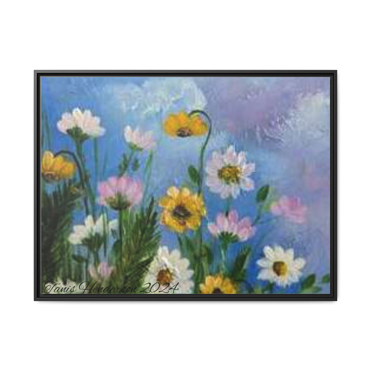 Framed Floral Meadow Canvas Print — Daisies & Wildflowers Art