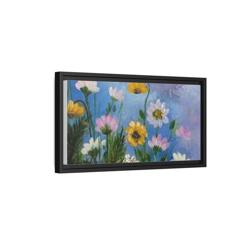 Framed Floral Meadow Canvas Print — Daisies & Wildflowers Art