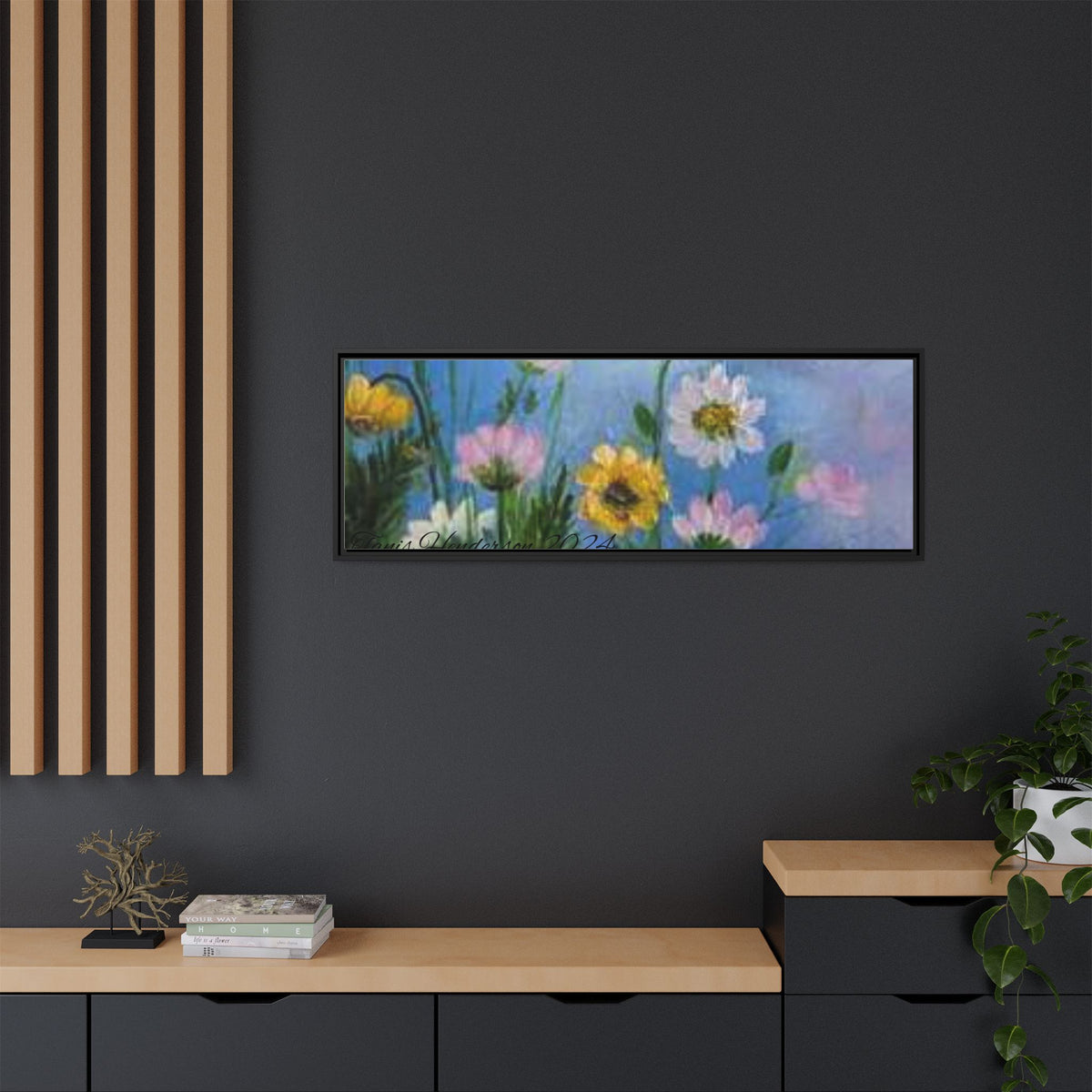 Framed Floral Meadow Canvas Print — Daisies & Wildflowers Art