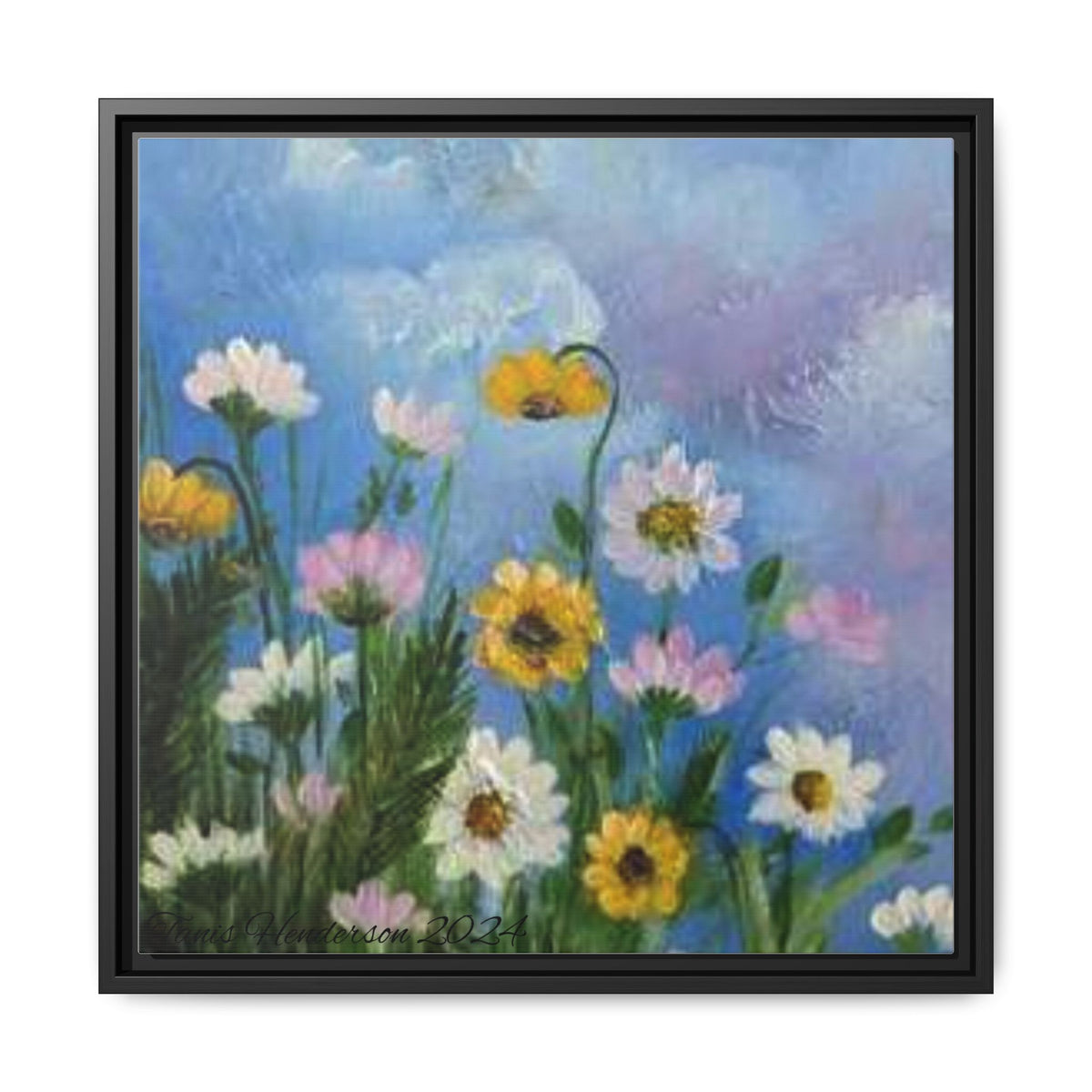 Framed Floral Meadow Canvas Print — Daisies & Wildflowers Art