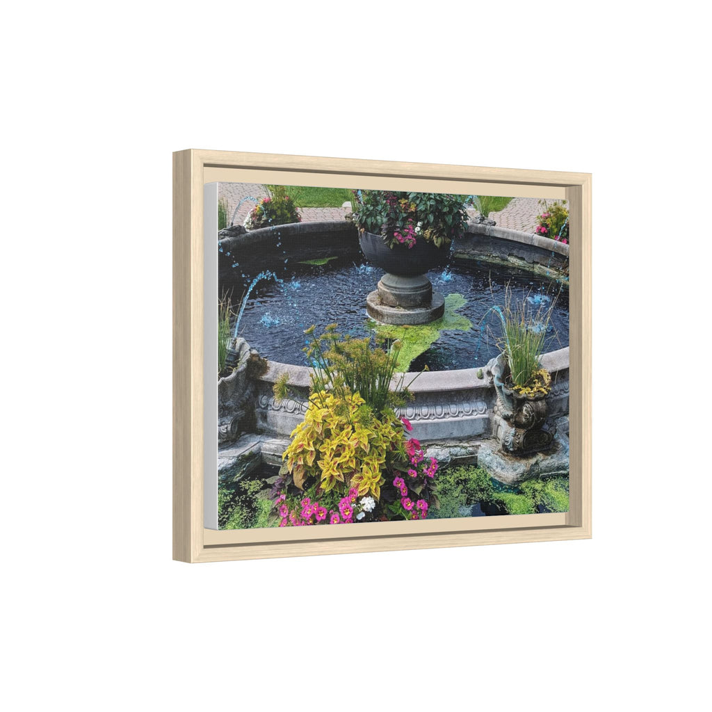 Framed Matte Canvas Fountain Garden Print