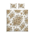 Vintage Beige Rose Cotton Bed Set – Floral Duvet Cover & Pillowcases
