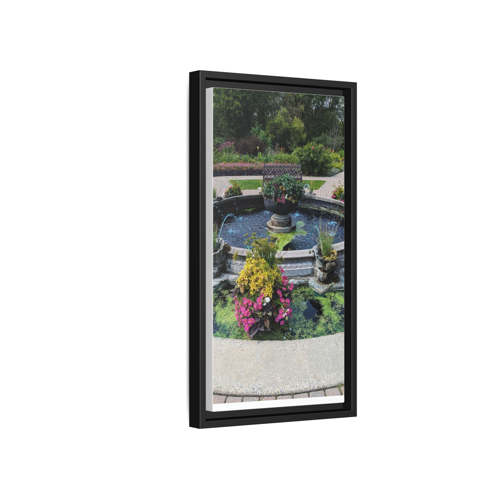 Framed Matte Canvas Fountain Garden Print