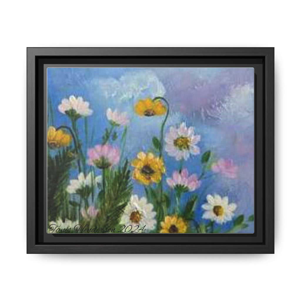 Framed Floral Meadow Canvas Print — Daisies & Wildflowers Art