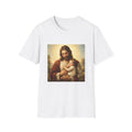 Jesus Holding Baby Graphic T-Shirt — Christian Faith Religious Tee for Parents & Church