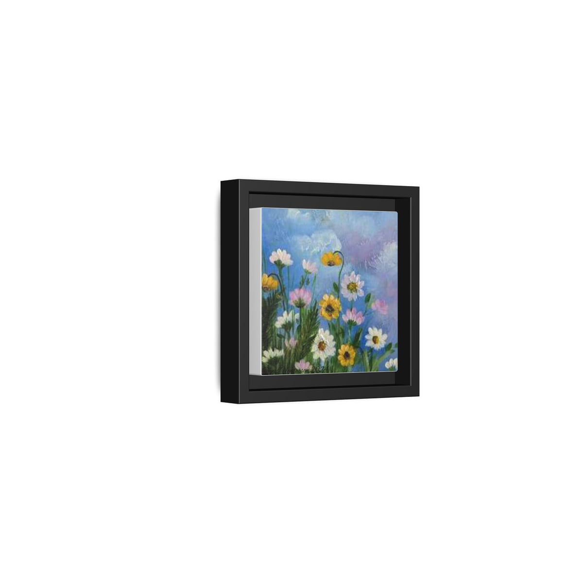 Framed Floral Meadow Canvas Print — Daisies & Wildflowers Art