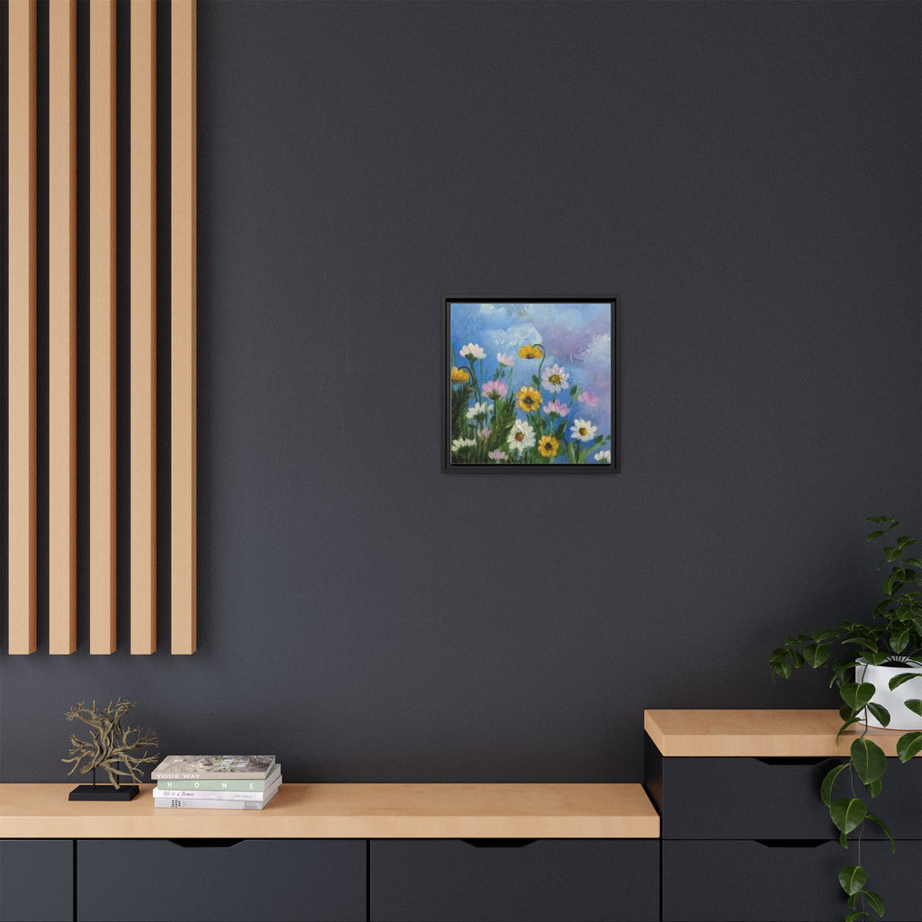 Framed Floral Meadow Canvas Print — Daisies & Wildflowers Art