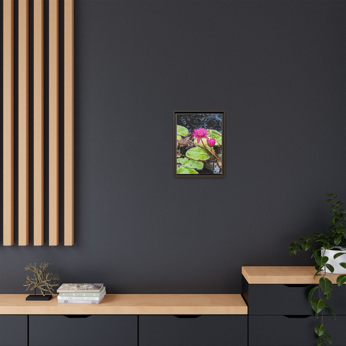 Pink Water Lily Matte Canvas Print (Framed)