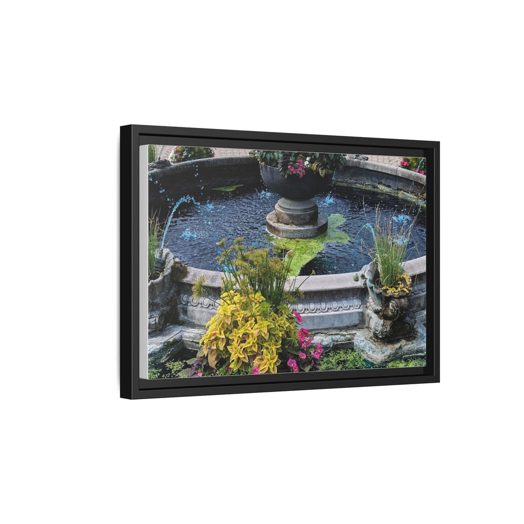 Framed Matte Canvas Fountain Garden Print