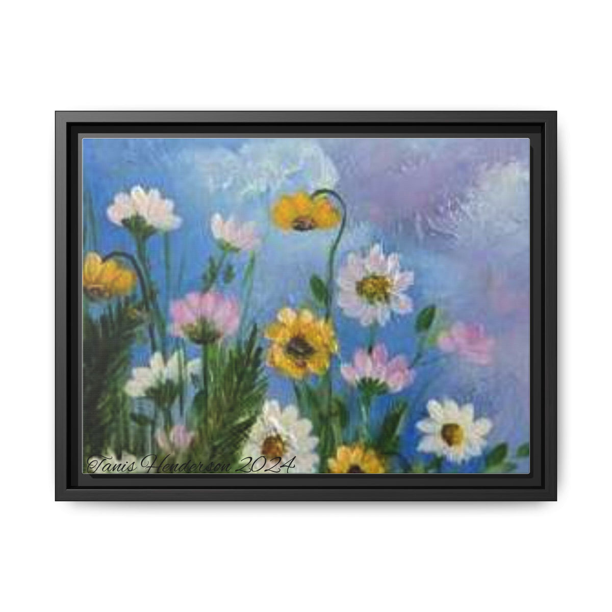 Framed Floral Meadow Canvas Print — Daisies & Wildflowers Art
