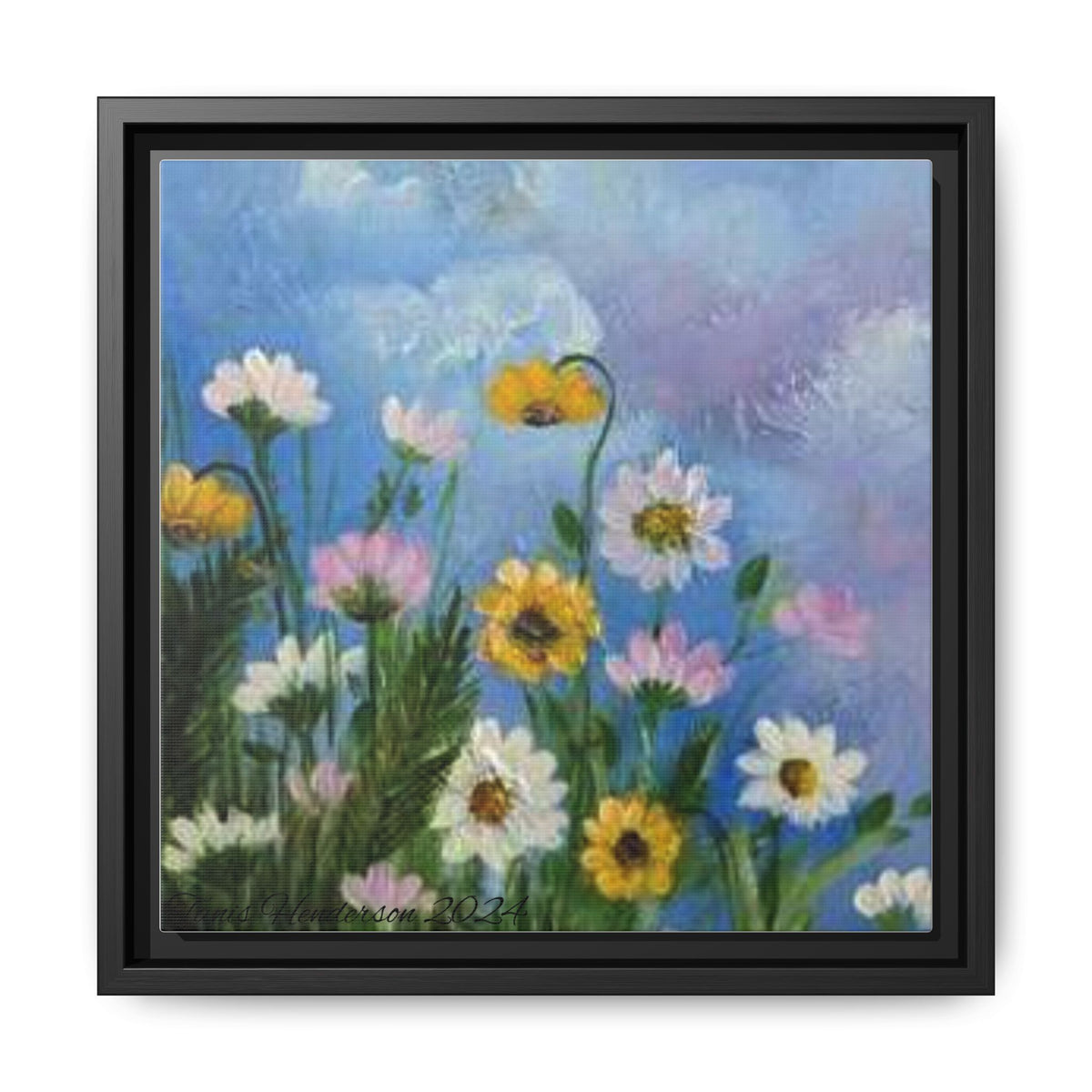 Framed Floral Meadow Canvas Print — Daisies & Wildflowers Art