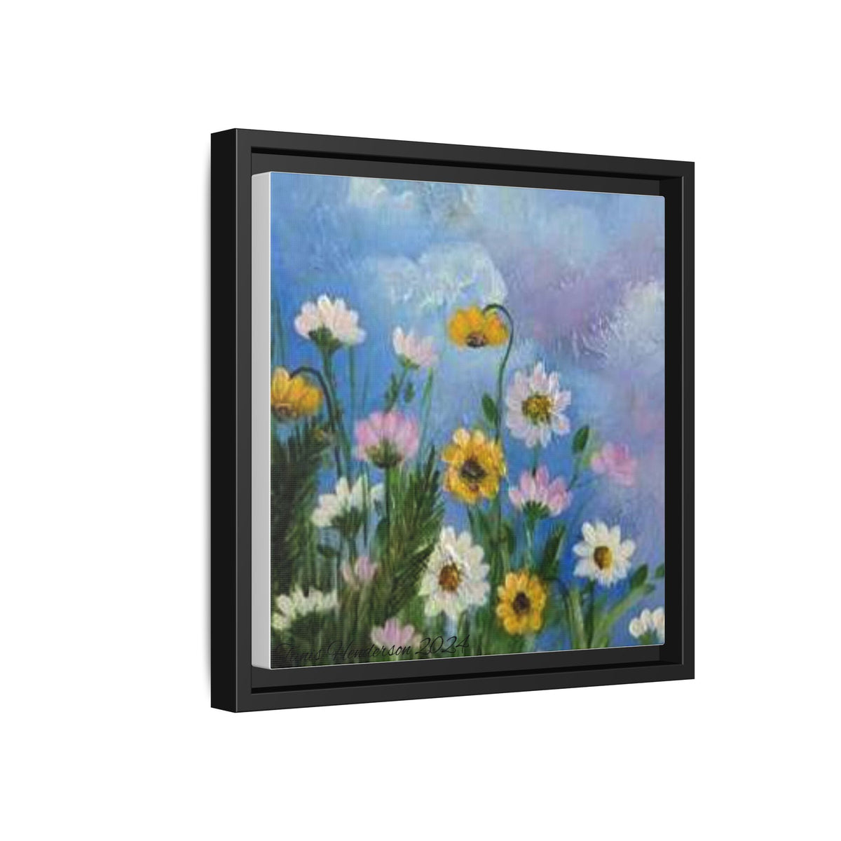 Framed Floral Meadow Canvas Print — Daisies & Wildflowers Art