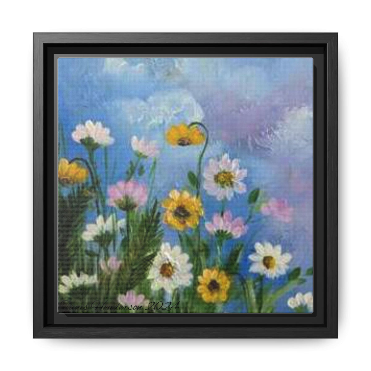 Framed Floral Meadow Canvas Print — Daisies & Wildflowers Art