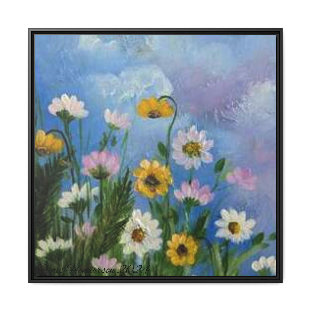 Framed Floral Meadow Canvas Print — Daisies & Wildflowers Art