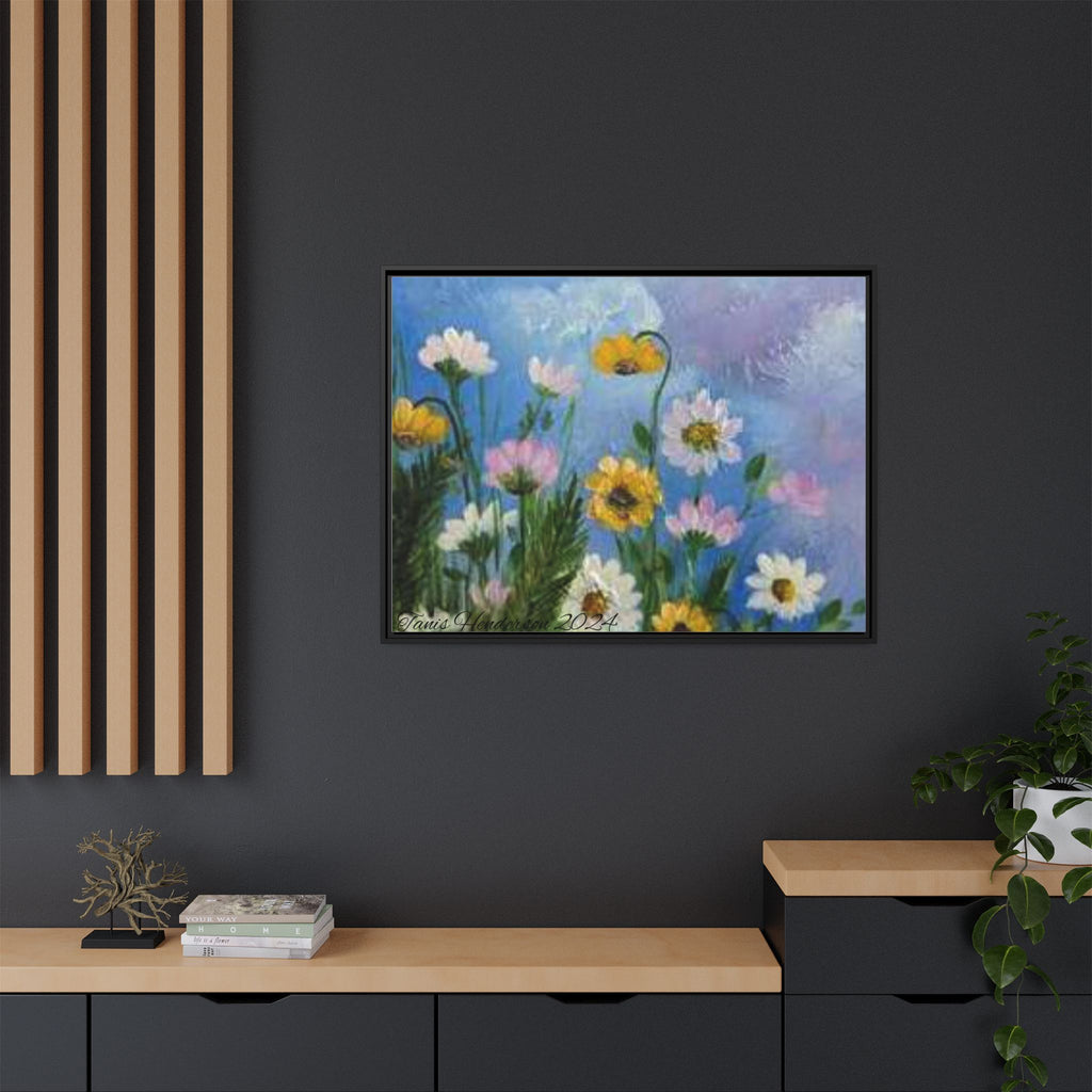 Framed Floral Meadow Canvas Print — Daisies & Wildflowers Art