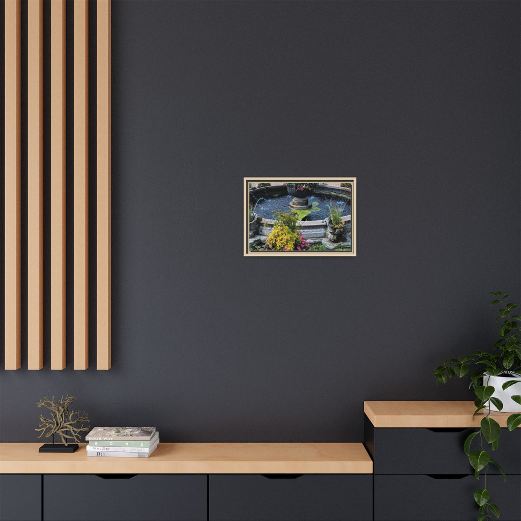 Framed Matte Canvas Fountain Garden Print