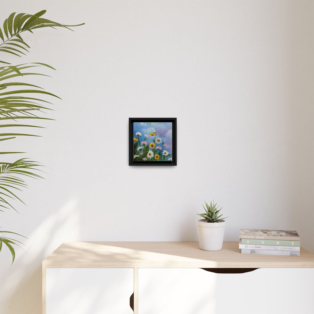 Framed Floral Meadow Canvas Print — Daisies & Wildflowers Art