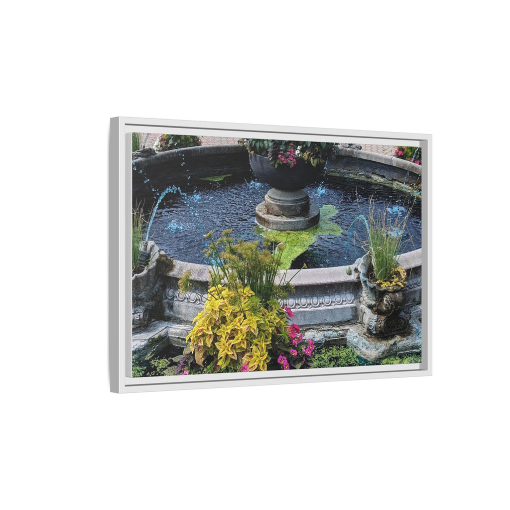 Framed Matte Canvas Fountain Garden Print