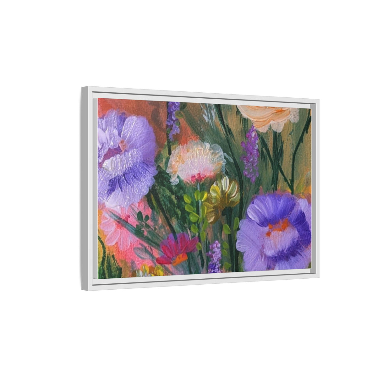 Framed Floral Canvas Print — Colorful Wildflower Bouquet Art