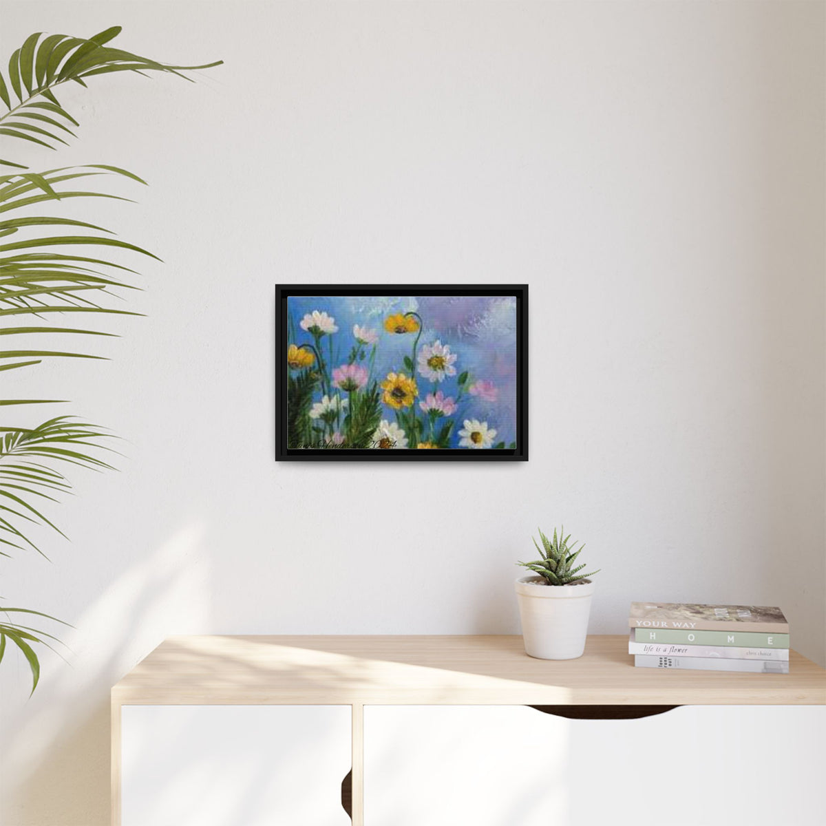 Framed Floral Meadow Canvas Print — Daisies & Wildflowers Art