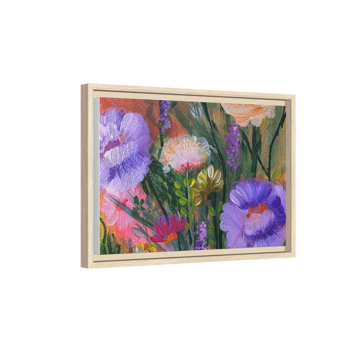 Framed Floral Canvas Print — Colorful Wildflower Bouquet Art