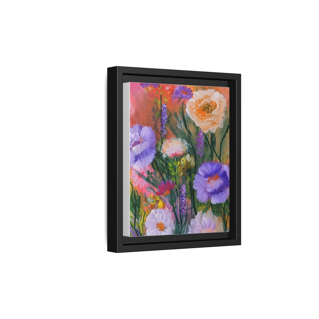 Framed Floral Canvas Print — Colorful Wildflower Bouquet Art