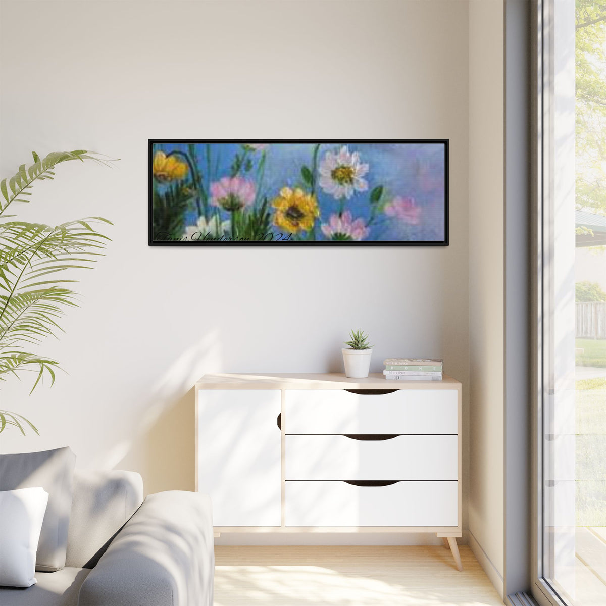 Framed Floral Meadow Canvas Print — Daisies & Wildflowers Art