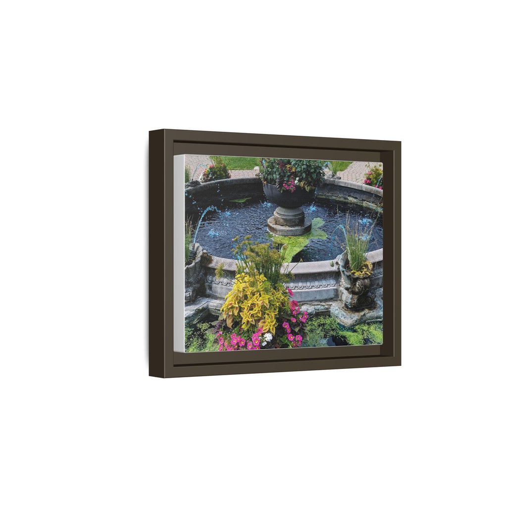 Framed Matte Canvas Fountain Garden Print