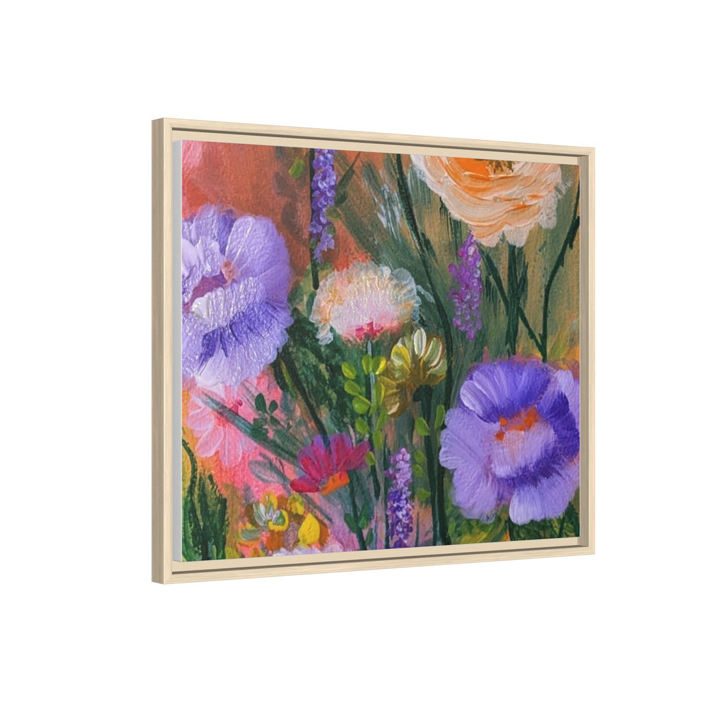 Framed Floral Canvas Print — Colorful Wildflower Bouquet Art