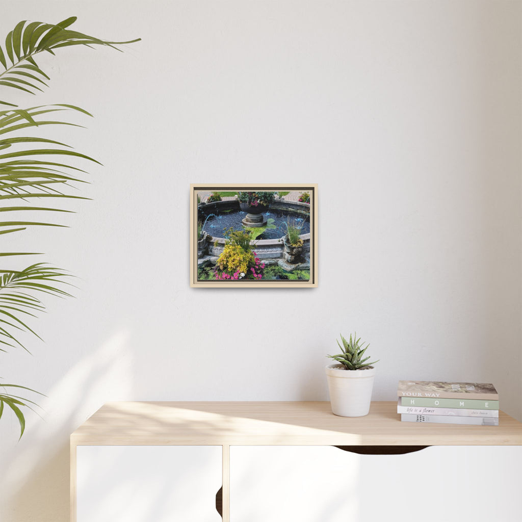Framed Matte Canvas Fountain Garden Print