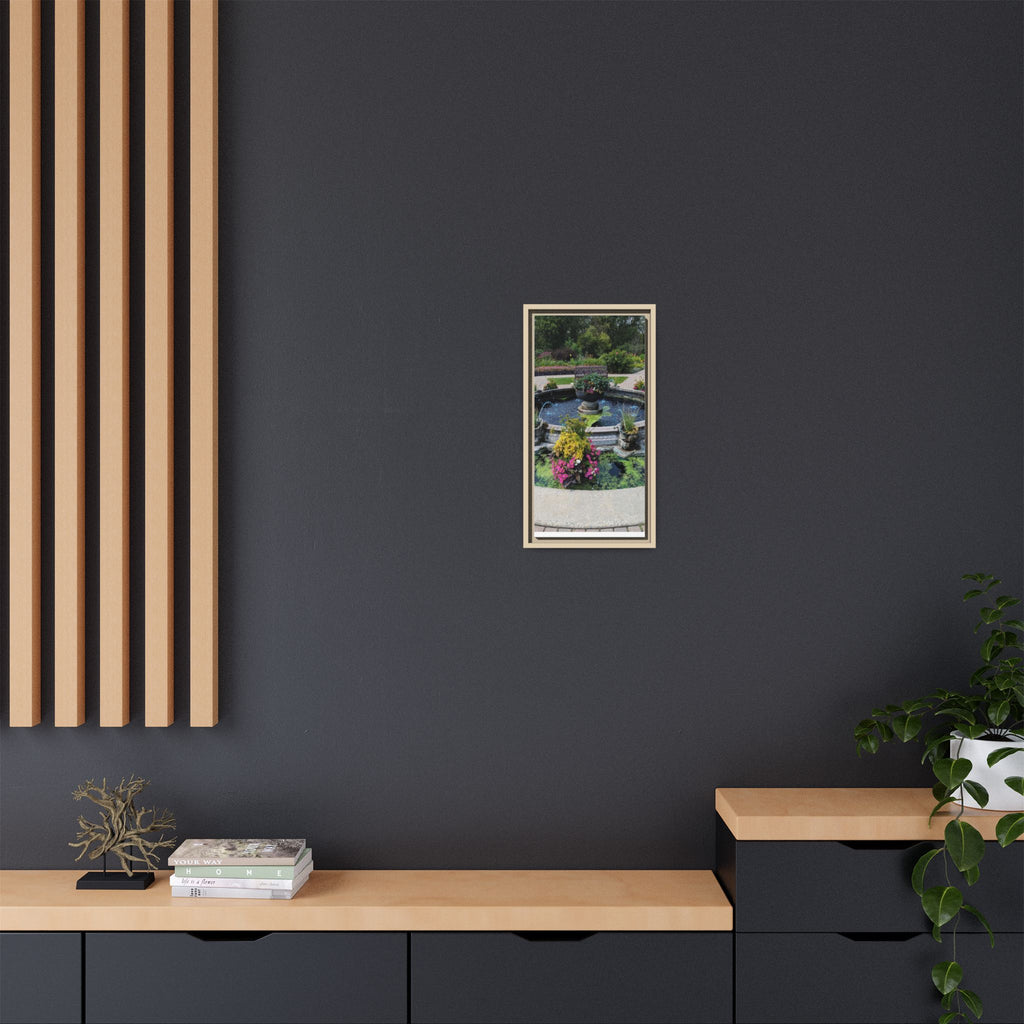 Framed Matte Canvas Fountain Garden Print