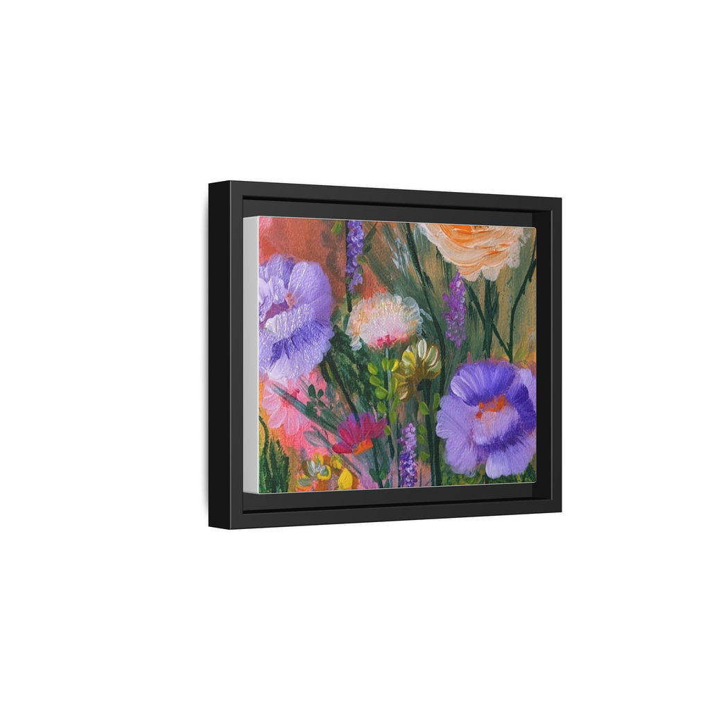 Framed Floral Canvas Print — Colorful Wildflower Bouquet Art