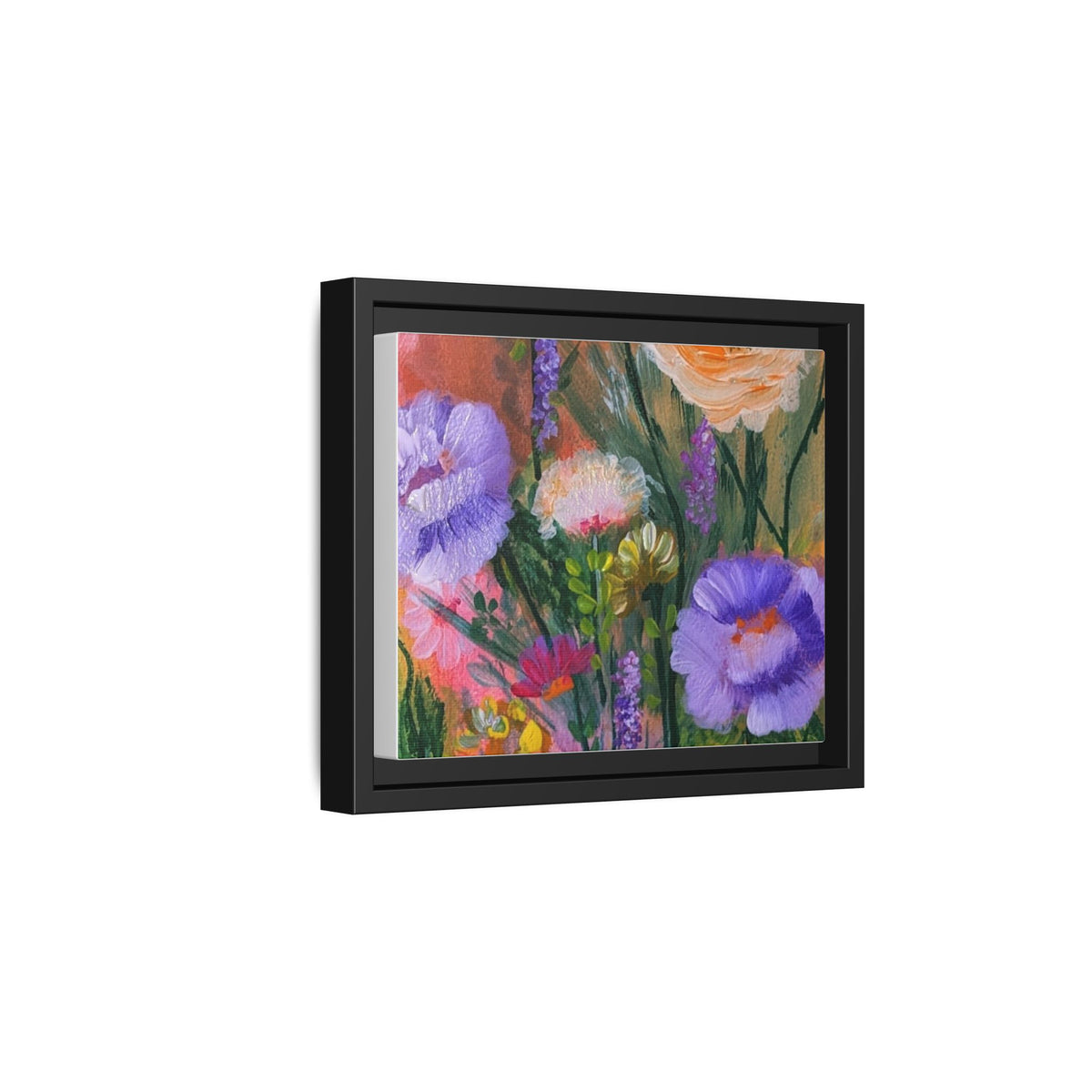Framed Floral Canvas Print — Colorful Wildflower Bouquet Art