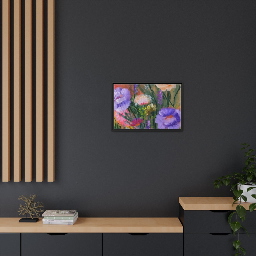 Framed Floral Canvas Print — Colorful Wildflower Bouquet Art